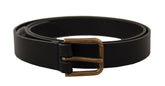 Dolce & Gabbana Black Calf Leather Brass Logo Engraved Buckle Belt -   -  Dolce & Gabbana.